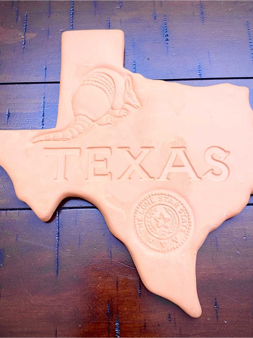 Vintage Brique Ware Terracotta Texas State Trivet - Armadillo